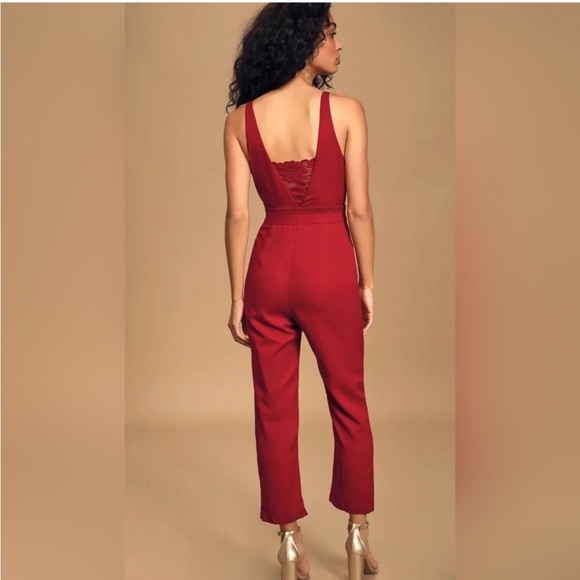NWT Lulus My Beating Heart Red Lace Jumpsuit - Picture 2 of 4